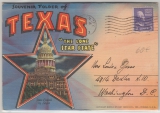 USA, 1943, 3 Ct. als EF auf Postkarten - Leporello Texas, gelaufen von Harlingen (?) nach Washington D. C.
