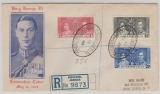 Jamaika, 1937, 1- 2,5 d MiF auf Auslands- Einschreiben von Kingston nach New York (USA), Hochdekorativ!