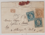 Frankreich, 1869, 50 C. als MiF auf Auslandsbrief von ... nach Nossen (D.)