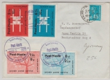 GB / Frankreich, 1971, Poststreik in GB, Privatpostmarken und franz.- Weiterporto, auf Auslandsbrief von London nach Berlin