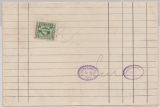 China, 1932, 2 Ct. Steuermarke / Briefmarke auf Rechnung von Peiping, für Porcelan