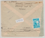 Türkei, 1943, 12,5 Kurus- Überdruck + 12 Kurus MiF, vs. und rs., auf Lupo-Auslandsbrief von Istanbul nach Berlin, mit Zensur!