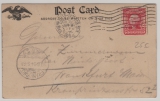 USA, 1904 (Wahljahr!), 2 Ct. EF auf Patriotika- Postkarte Kandidat auf Esel reiten, von New York nach FF/M