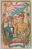 USA, 1911, 2 Ct. EF auf Armee- Werbepostkarte (Prägedruck, Goldumrandung...) von Westfield nach Boxhagen / Berlin!