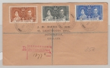 British Guiana, 1937, 2- 6 Ct. Jubilee Issue auf Einschreiben- Auslandsbrief von Georgetown nach Birmingham (GB)