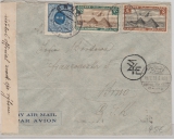 Ägypten, 1939, Länder MiF auf Brief von Cairo nach Brünn, mit 2 facher Zensur und Tschechischer Nachportomarke