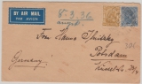 Indien, 1936, 9,6 Annas als MiF auf Luftpost- Auslandsbrief von... nach Potsdam