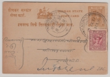 Indien, Feudalstaaten, Holkar State, 1/4 Anna- Gs- Karte + 1/2 Anna Zusatz, als Karte von Kannod nach Indore City