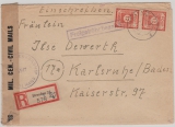 60 (2x), + Teilbarfrankatur auf E.- Brief von Dresden nach Karlsruhe, mit Zensur