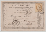 Frankreich, 1876, 15 C. EF auf Postkarte von Boulogne nach Paris