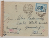 Italien, 1943, 1 Lire EF auf Auslandsbrief von Ceremona nach Berlin, mit 10- facher Zensur!