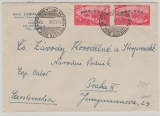Italien, 1948, 20 Lire (2x) als MiF auf Auslandsbrief von Trieste nach Prag