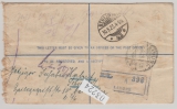 Indien, 1923, 2 Annas- Einschreiben- GS- Umschlag + 3 Annas Zusatzfr. als Auslandseinschreiben von Lahore nach Berlin