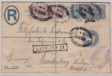 GB, 1899, 2 Pence- Einschreiben- GS- Umschlag + 7 Pence Zusatzfr., als Auslandseinschreiben von London nach Freudenberg