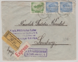 Österreich, KuK- Zeit, 1916, 75 Heller MiF, für ein Einschreiben- Expressbrief von Wegierska Gorka nach Lemberg, mit Zensur