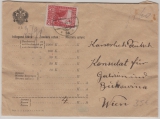 Österreich, KuK- Zeit, 1915, 60 Heller EF auf Wertbrief, von Aranow (?) nach Wien