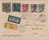Österreich, 1929, 115 Groschen MiF (9 gr. rs.) auf Auslands- Luftpostbrief von Graz nach Kreitz (CSR)