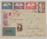 Luxemburg / Belgien, 1931, 4,75 Fr. Luxemburg + 80 C. Belgien als MiF auf Luftpost- Einschreiben von Ville nach An.. (?) (B)