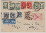 Griechenland, 1936, interessante MiF (mit versch. Überdruckwerten) auf Auslandsbrief von A... (Athen?) nach Erfurt (D.)