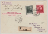 Lichtenstein, 1935, 80 Rp. MiF auf Erstflugbeleg von Vaduz nach Innsbruck, und von hieraus nach Schaffhausen (CH)