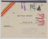 Spanien, 1938, Franco- Spanien, interessante MiF auf Luftpost- Auslandsbrief von Las Palmas nach Berlin, mit Zensur!