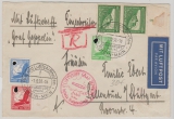 DR, 1938, MiF auf Luftpostbrief, per Sudetenlandfahrt, von Dresden, via Reichenberg nach Stuttgart