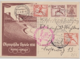 DR, 1936, MiF auf GS- Karte + Zusatzfrankatur, per Olympiafahrt, von FF/M, via Berlin nach Kassel (?)