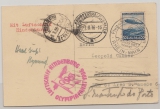DR, 1936, MeF auf Zeppelinkarte, per Olympiafahrt, von FF/M, via Berlin nach Portugal