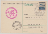 DR, 1936, EF auf Zeppelinkarte, per Olympiafahrt, von Hannover, via FF/M, via Berlin nach Hannover