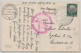 DR, 1936, EF auf Zeppelinkarte, per Olympiafahrt, von FF/M, nach Berlin, gute Ansichtskarte rs.!