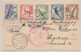 DR, 1936, MiF auf Zeppelinkarte, per Olympiafahrt, von FF/M, via Berlin nach Augsburg