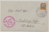DR, 1936, EF auf Zeppelinbrief, per Olympiafahrt, von FF/M, via Berlin nach Rodenburg (?)