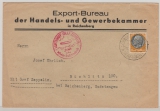 DR, 1938, EF auf Zeppelinbrief, per Sudetenlandfahrt, von FF/M, nach Röchlitz
