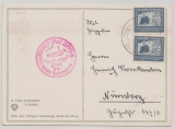 DR, 1938, MeF auf Zeppelinkarte, per Sudetenlandfahrt, von FF/M, via Reichenberg nach Nürnberg