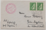 DR, 1938, MeF auf Zeppelinbrief, per Sudetenlandfahrt, von FF/M, via Reichenberg nach Berlin