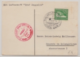 DR, 1938, EF auf Zeppelinkarte, per Sudetenlandfahrt, von FF/M, via Reichenberg nach Neurode