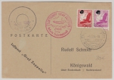DR, 1938, MeF auf Zeppelinkarte, per Sudetenlandfahrt, von FF/M, via Reichenberg nach Königswald