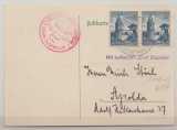 DR, 1938, MeF auf Zeppelinkarte, per Sudetenlandfahrt, von FF/M, via Reichenberg nach Apolda