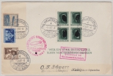 DR, 1937, MiF (mit Block!) auf Zeppelinbrief, per Deutschlandfahrt, von Köln, via FF/M nach Kalzig, mit Ausfallstempel...