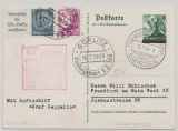DR, 1939, MiF auf GS- Zeppelinkarte, per Deutschlandfahrt, von FF/M, via Görlitz nach FF/M, rs. Propagandakarte
