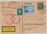 DR, 1930, DR. Mi.Nr.: 438 in MiF auf Zeppelinkarte, per Südamerikafahrt, von Hüttengrund, via Friedrichshafen nach Argentinien