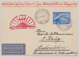 DR, 1931, Mi.Nr.: 457 EF auf Zeppelinkarte, per Polarfahrt, Auflieferung an Bord!, via Malyguin nach Aschersleben