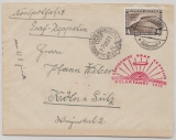 DR, 1931, DR. Mi.Nr.: 458 EF auf Zeppelinbrief, per Polarfahrt, von Friedrichshafen, via Malyguin nach Köln