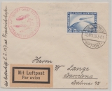 DR, 1929, Mi.- Nr.: 423 als EF auf Zeppelinbrief zur Mittelmeerfahrt 1929, von Friedrichshafen nach Barcelona