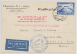 DR, 1929, Mi.- Nr.: 423 als EF auf Zeppelinkarte zur Weltrundfahrt 1929, von Berlin via FFHfn nach Mexiko City, mit Abbruchstempel!