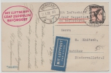 DR, 1930, DR Mi.- Nr.: 382 EF auf Zeppelinkarte, von Dortmundt via Darmstadt nach Ratibor, rs. Ansicht: Flughafen Dortmundt!