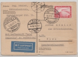 DR, 1931, DR Mi.- Nr.: 455 als EF auf Zeppelinkarte, von Kötschenbroda via Friedrichshafen nach Wien (A)