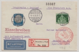 DR, 1936, MiF auf Einschreiben- Luftpost- Auslandsbrief, per Zeppelin von Bernstein nach Mexiko (City?)