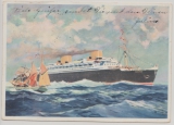 DR, 1936, MiF auf per Zeppelin gelaufener Werbepostkarte (ND- Loyd, Bremen), von Bremerhafen nach Westwood (USA)