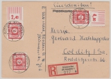 46 Fa (3x) als MeF auf eingeschriebener Fern- Postkarte von Klotsche nach Colditz, Marken rs. geprüft Dr. Jasch BPP